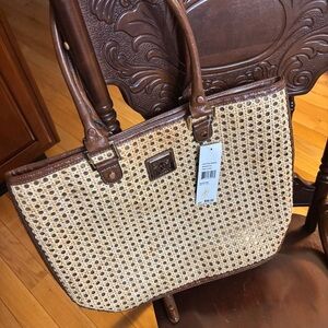 Anne Klein Tan and Brown Woven Tote